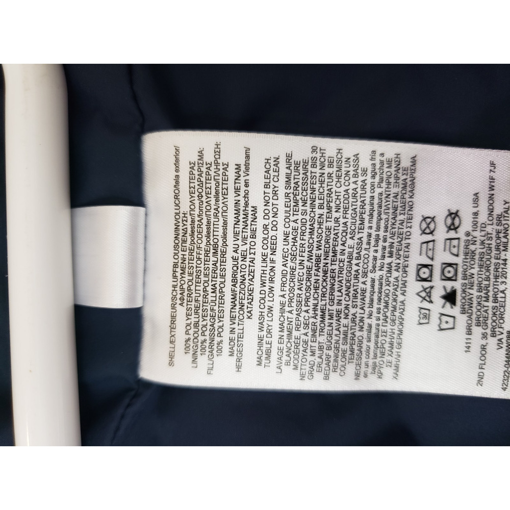 Brooks Brothers Vest Men XL Blue Thermore Quilted Jacket Insulated Full Zip - Picture 10 of 10